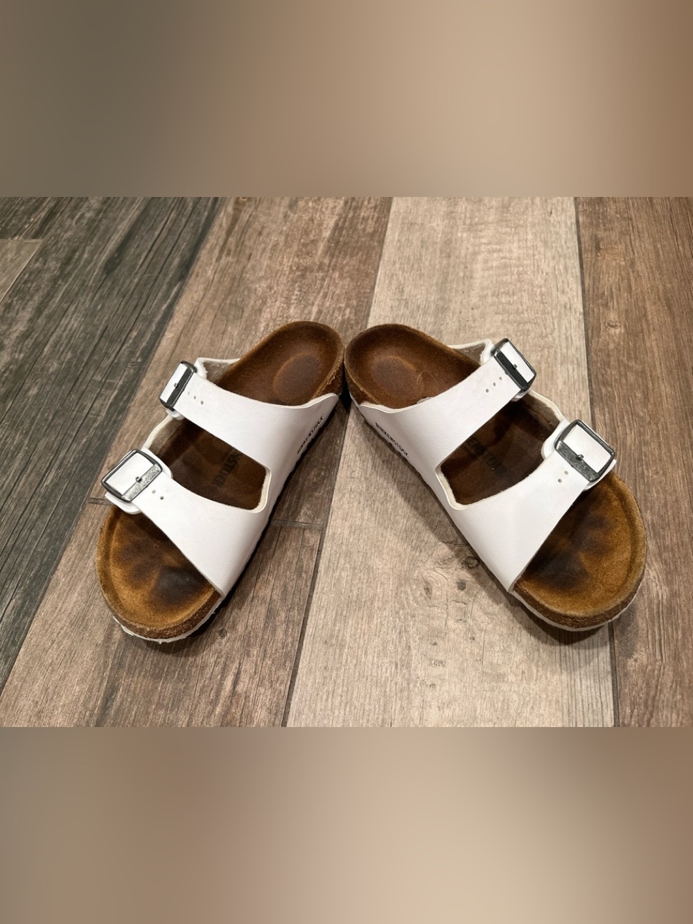 Birkenstock Sandals Size 32 (Kids Size 1) Arizona White Leather Strap Sandals
